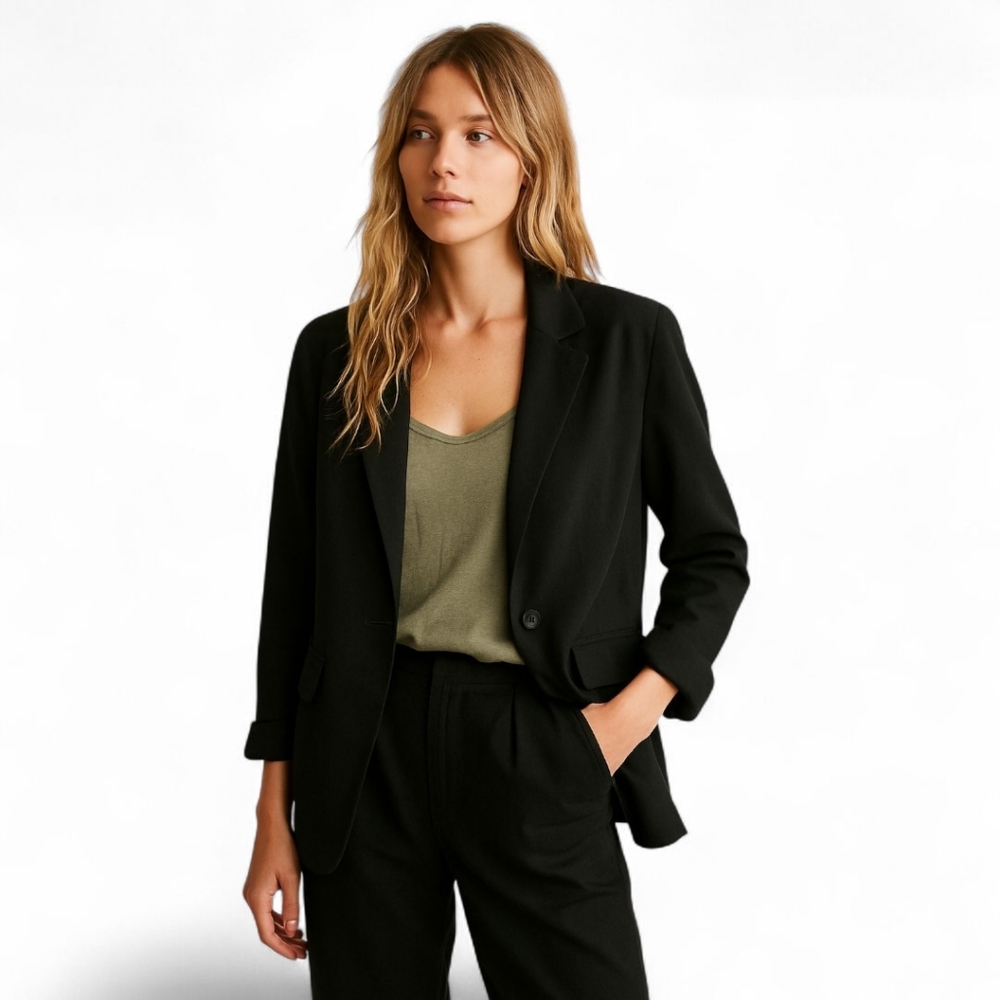 Madewell Oversized Softdrape Black‎ Blazer | Slouchy Workwear Layer Sz S NWT